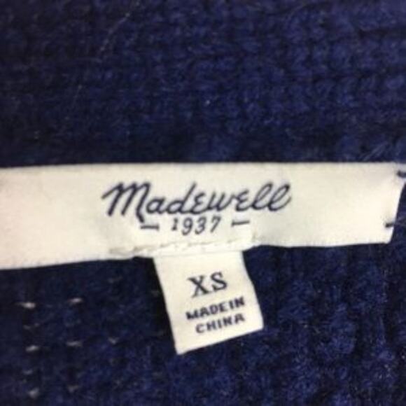 Madewell Wool Navy Stripe V Neck Button Front Cardigan XS - Picture 6 of 7